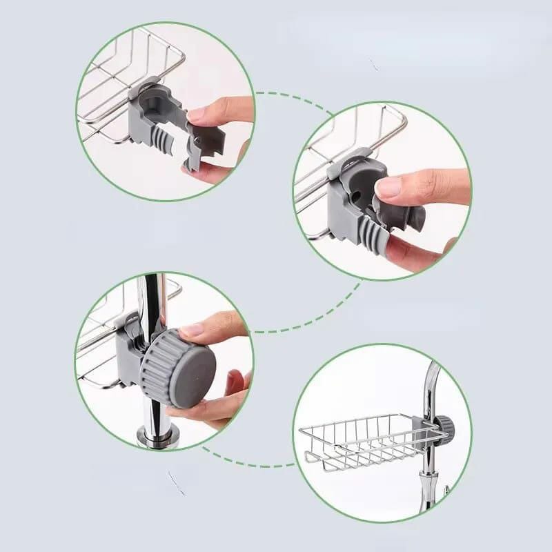 Stainless steel faucet rack / sink tidy with towel rack product image 3