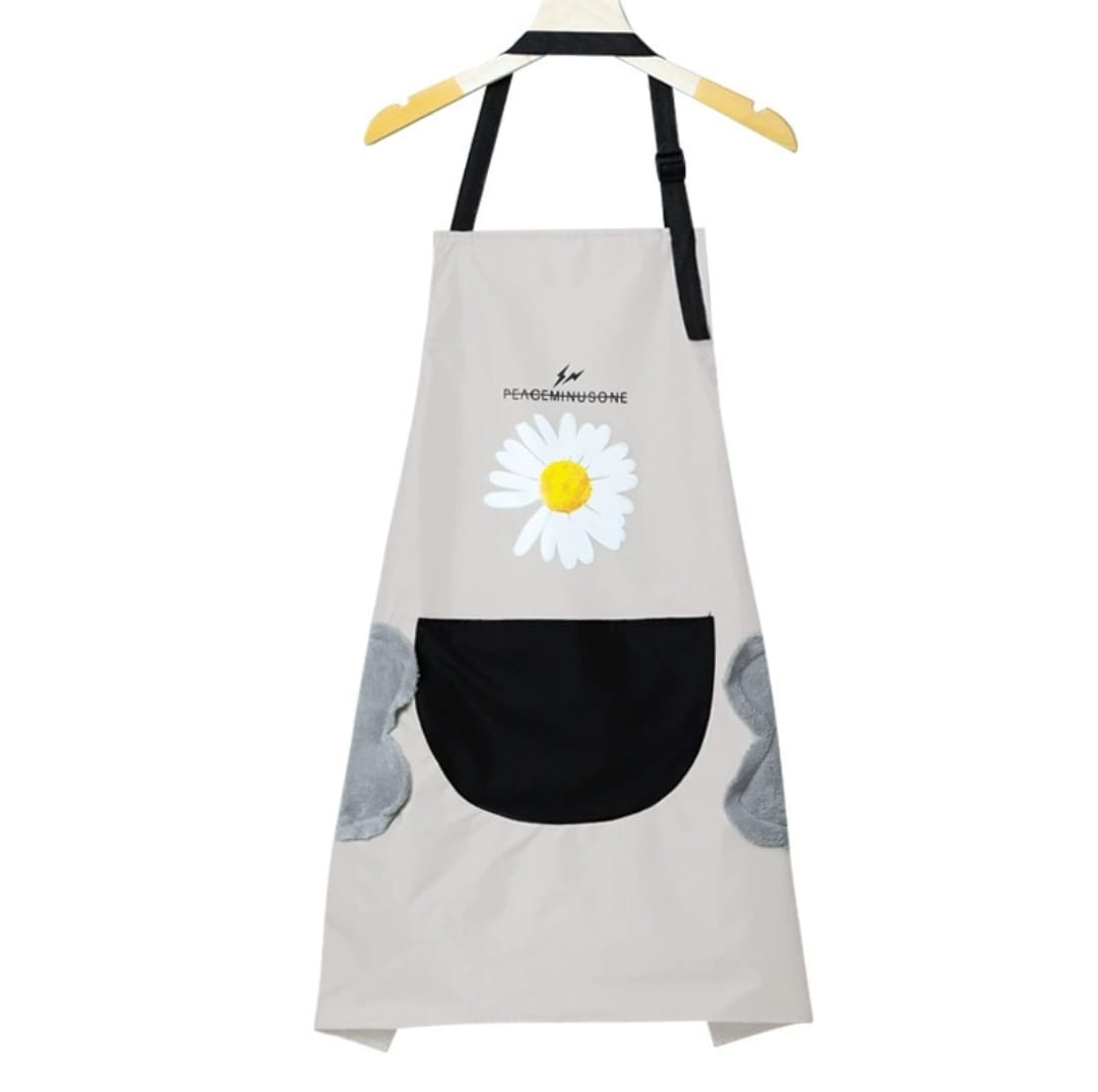 Waterproof cute checked floral Aprons with hand wipe towel