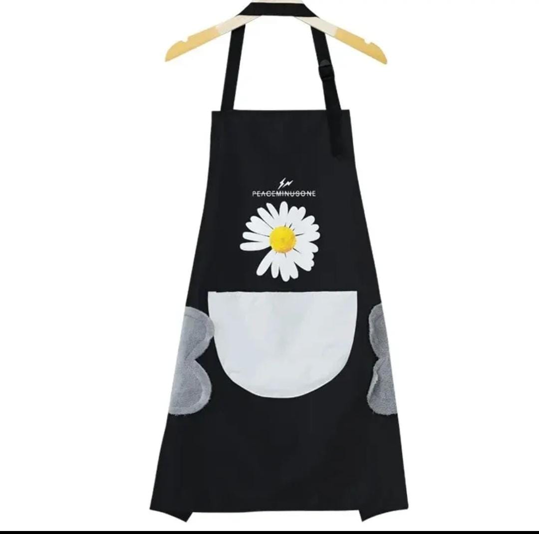 Waterproof cute checked floral Aprons with hand wipe towel product image 2