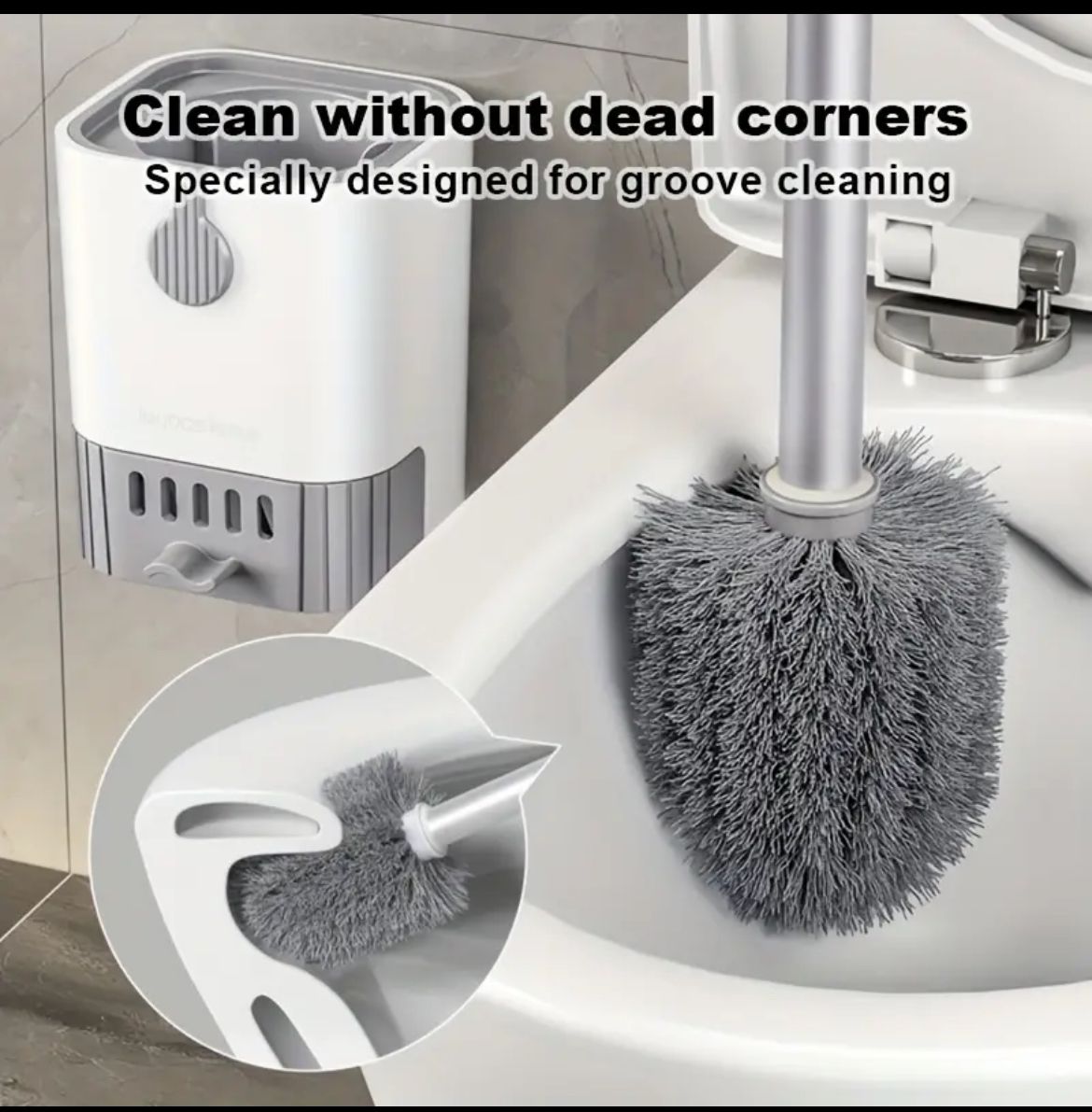 Wall Mounted Long Handle Toilet Cleaning Brush With Holder product image 2