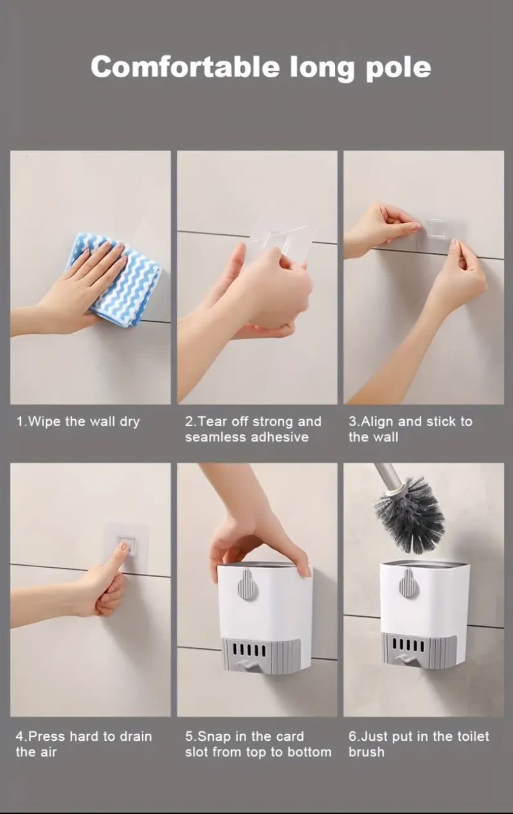 Wall Mounted Long Handle Toilet Cleaning Brush With Holder product image 5