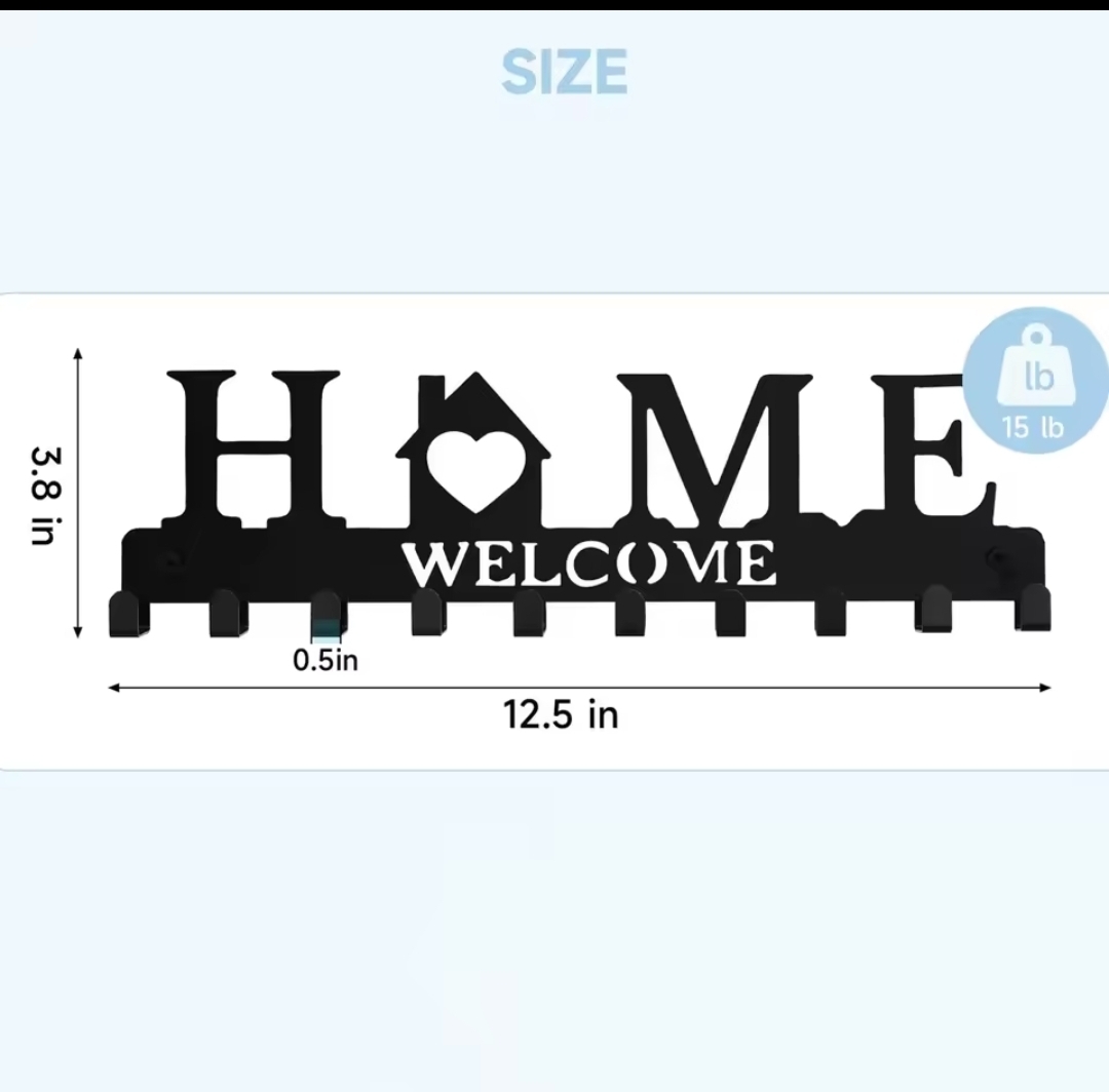 Black metal wall-mounted key holder product image 2