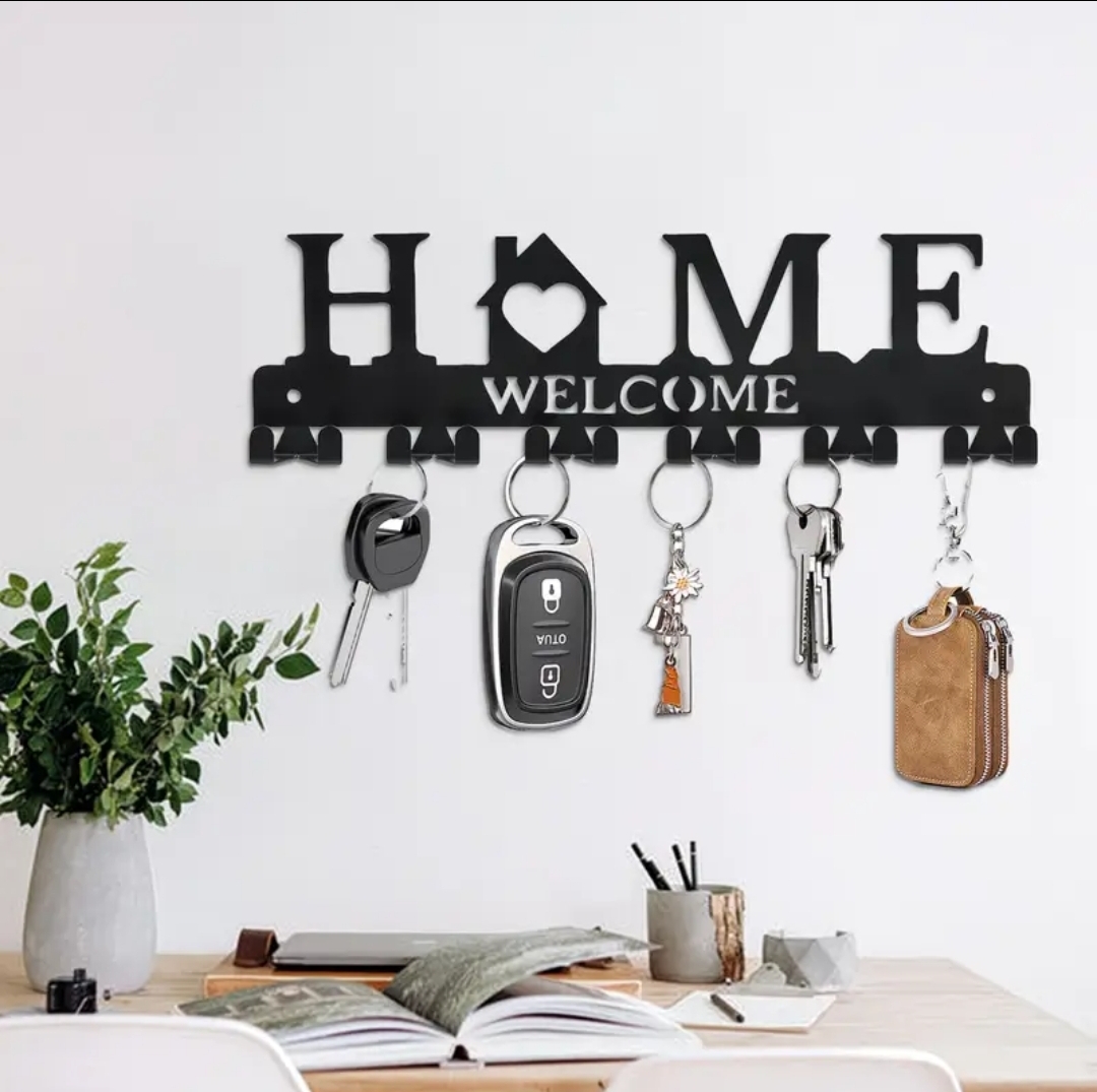Black metal wall-mounted key holder product image 4