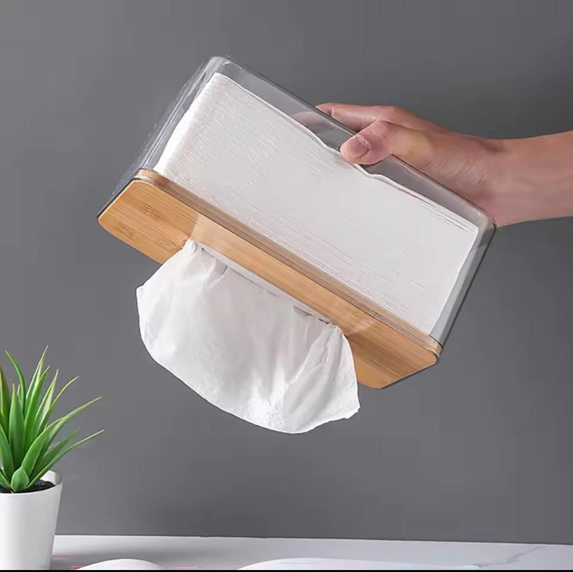 Nordic minimalist tissue box /Serviette holder with bamboo lid product image 2