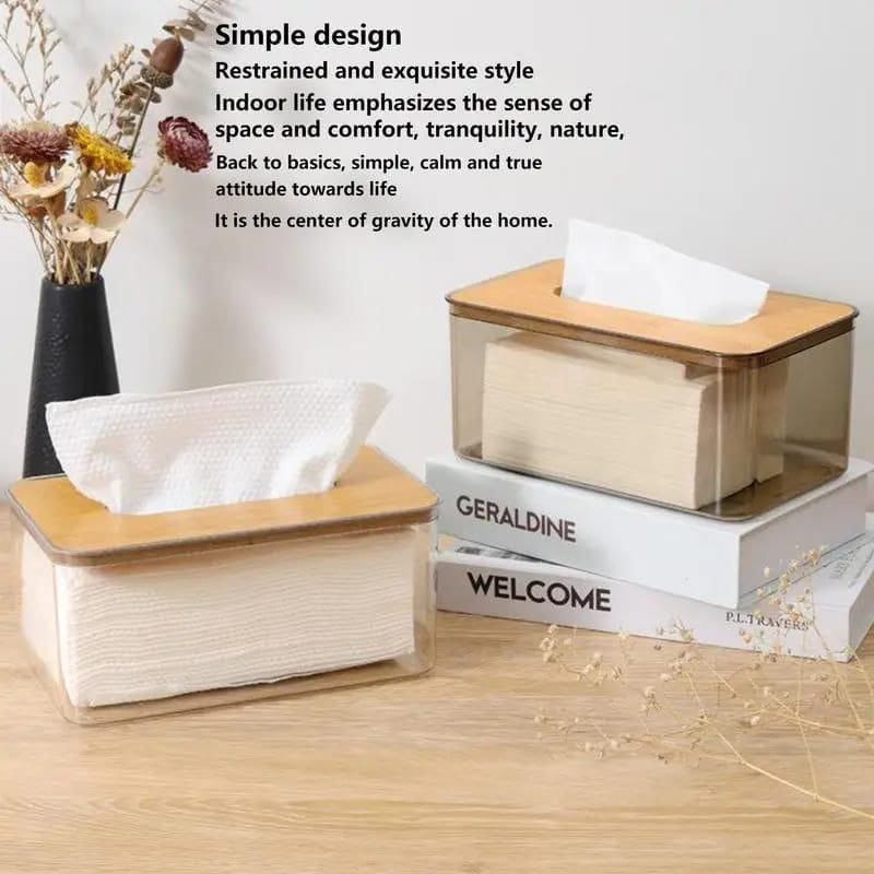 Nordic minimalist tissue box /Serviette holder with bamboo lid product image 3