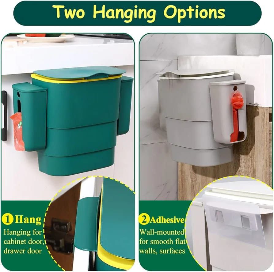 Foldable Kitchen Hanging dustbin with 2 Trash Bags Storage cans product image 4