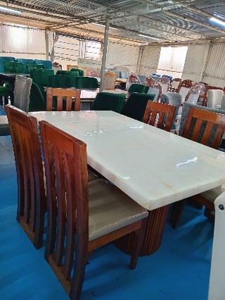 Modern 6-Piece Marble Dining Table Set -Marble top table - Design 4