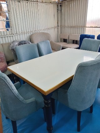 Modern 6-Piece Marble Dining Table Set -Marble top table - Design 11
