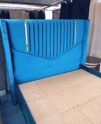 5by6 Modern Blue Chester Bed with High Headboard – Customizable Fabric & Blue Gum Hardwood Frame | Kenyan Made